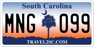 SC license plate MNG099