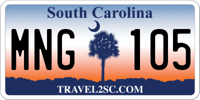 SC license plate MNG105