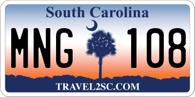 SC license plate MNG108
