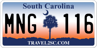 SC license plate MNG116