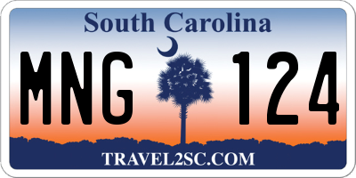 SC license plate MNG124