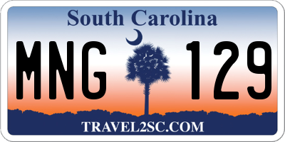 SC license plate MNG129