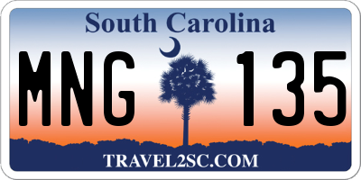 SC license plate MNG135