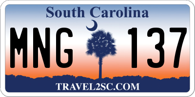 SC license plate MNG137