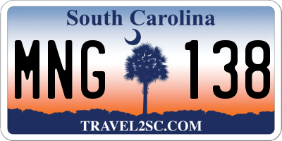 SC license plate MNG138