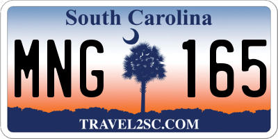 SC license plate MNG165