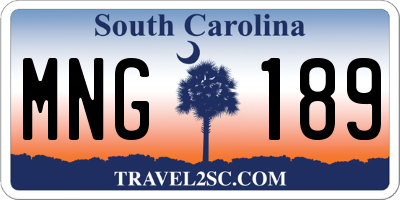 SC license plate MNG189