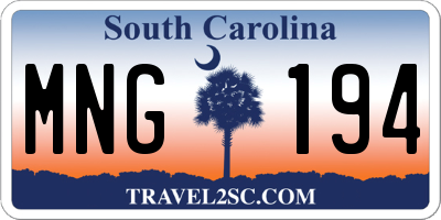 SC license plate MNG194