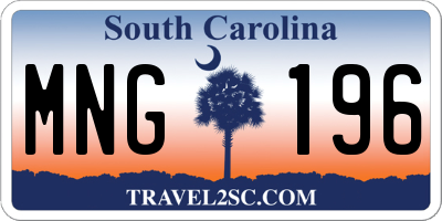 SC license plate MNG196