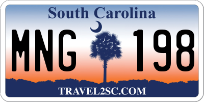 SC license plate MNG198