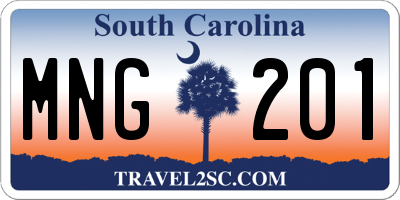 SC license plate MNG201