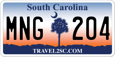 SC license plate MNG204