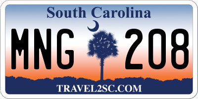 SC license plate MNG208