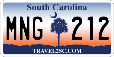 SC license plate MNG212