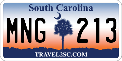 SC license plate MNG213