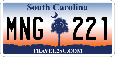 SC license plate MNG221