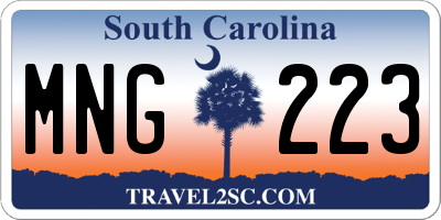 SC license plate MNG223