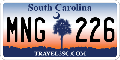 SC license plate MNG226