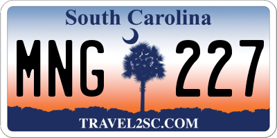 SC license plate MNG227