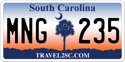 SC license plate MNG235