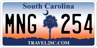 SC license plate MNG254