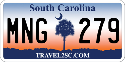 SC license plate MNG279