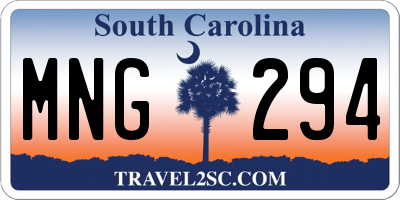 SC license plate MNG294