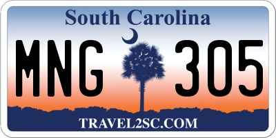 SC license plate MNG305