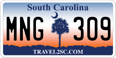 SC license plate MNG309