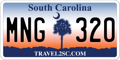 SC license plate MNG320