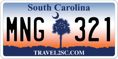 SC license plate MNG321