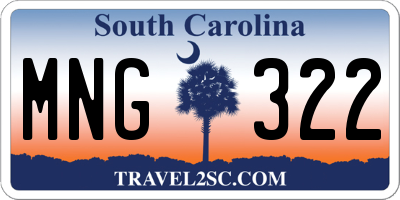 SC license plate MNG322