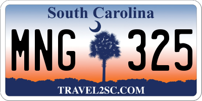 SC license plate MNG325