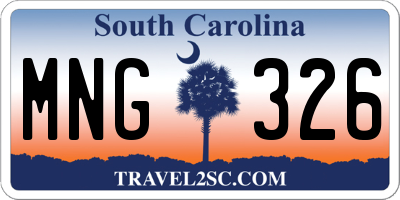 SC license plate MNG326