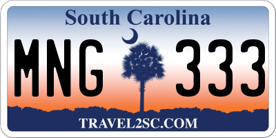 SC license plate MNG333