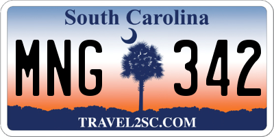 SC license plate MNG342