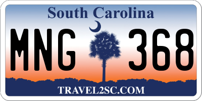 SC license plate MNG368