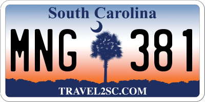 SC license plate MNG381