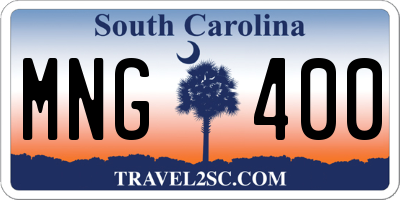 SC license plate MNG400