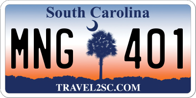 SC license plate MNG401