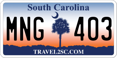 SC license plate MNG403