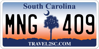SC license plate MNG409