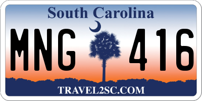 SC license plate MNG416