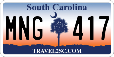 SC license plate MNG417