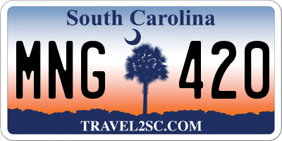 SC license plate MNG420