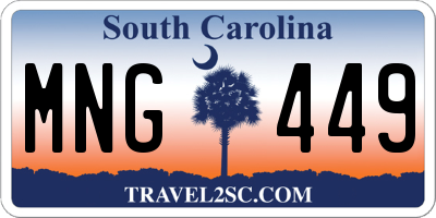 SC license plate MNG449