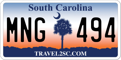 SC license plate MNG494