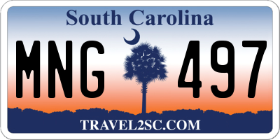 SC license plate MNG497