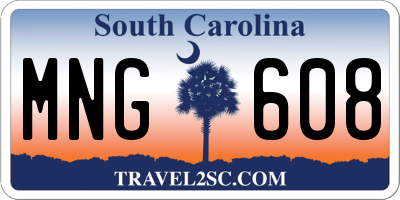 SC license plate MNG608