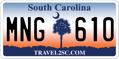 SC license plate MNG610